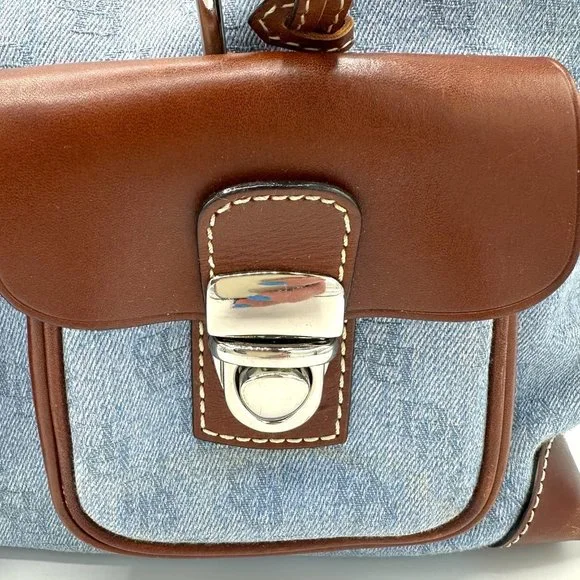 Vintage DOONEY & BOURKE Y2K Sig Double Pocket Denim Canvas Satchel - Picture 10 of 16